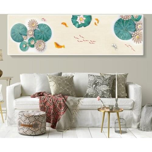 HD Printed Pictures Painting For Room Home Wall Art Decor 1 Pieces Lotus Koi Fish Canvas Chinese Feng Shui Abstract Poster