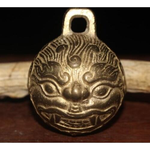 China old coppre pendant brass beast head bell