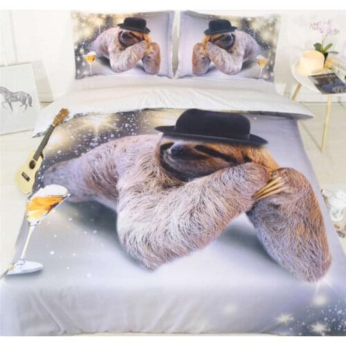 Sliver sloth bedding set 3d queen size animal comforter/duvet cover twin size bed sets for kids king home decoration accessories