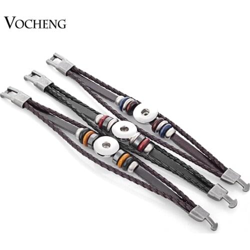 Leather Charm Bracelet 18mm Vocheng Ginger Snap Button Jewelry NN-310