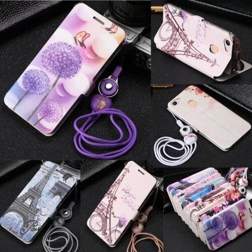 Leather Case For OPPO A79 Case Cute Painted Flip Wallet Stand Cover For OPPO A73 A73T F5 Oppo F3 Cover With Strap Capa