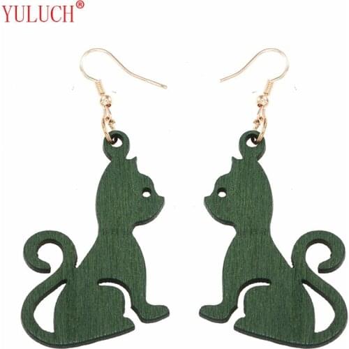 YULUCH Cute Wood Pendant Earrings For Woman Animal Shape Jewelry Accessories Holiday Beach Different Kind Girl Earrings M0033