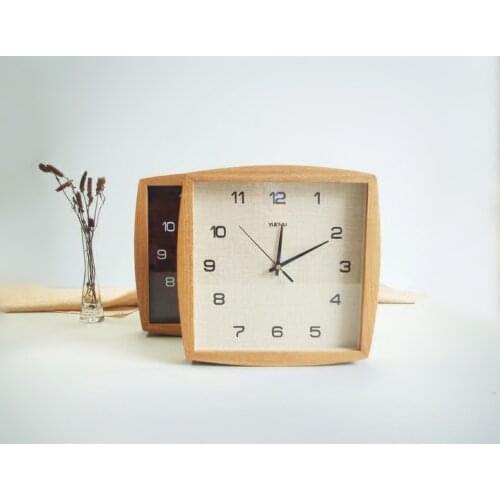 Minimalist Spuare Wall Clock Nordic Antique Silent Rustic Wall Clocks Wooden Creative Bedroom Duvar Saatleri Home Decor AB50WC