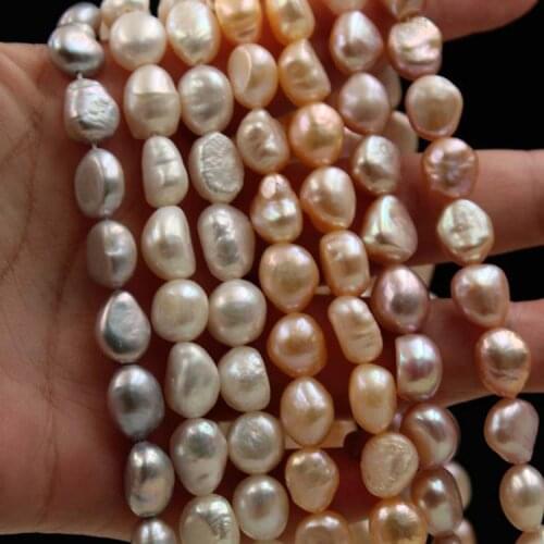 9-10mm Irregular Nuggets Stone Baroque Pearl Beads DIY Jewelry Punch Beads Grey White Real Natural Freshwater Pearl Beads 36cm
