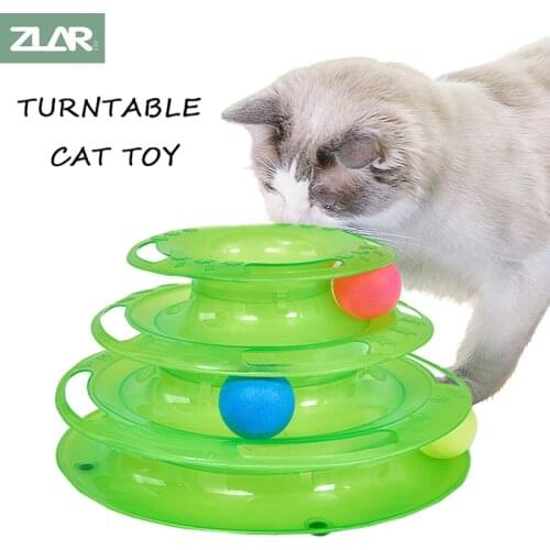 New Three Levels Intelligence Toy for Cat Funny Cat Tower Puzzle Candy Color Grind Claws Amusement Ball Training Amusement Plate