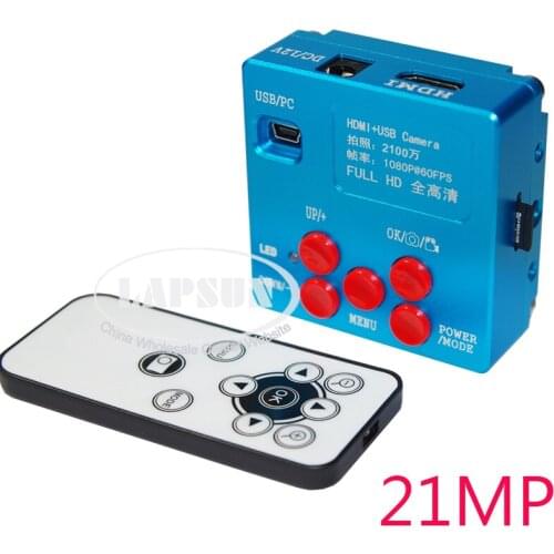 2018 Latest 21MP Full HD 1080P 60FPS HDMI USB HD Output Industry C-Mount Microscope Video Camera + Remote Control + 4GB TF Card