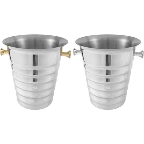 New 5L Stainless Steel Thickened Threaded Ice Bucket Bar Supplies Restaurant KTV Beer Wine Bucket Champagne Cooler