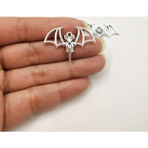 10 pcs Bat Charms 21.5*32mm Tibetan Silver Plated Pendants Antique Jewelry Making DIY Handmade Craft