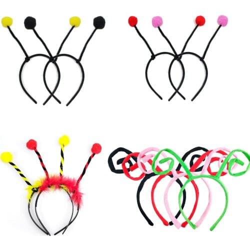 Besegad Cute Bumble Bee Ant Headband Pompom Ball Insect Headpiece Headwear Hair Hoop Halloween Christmas Cosplay Party Toy