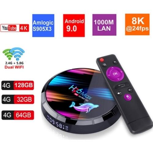 20pcs 8K Smart TV Box H96 Max X3 Android 9.0 Amlogic S905X3 4GB 64GB 2.4G/5G Dual WiFi BT4.0 4K Media Player