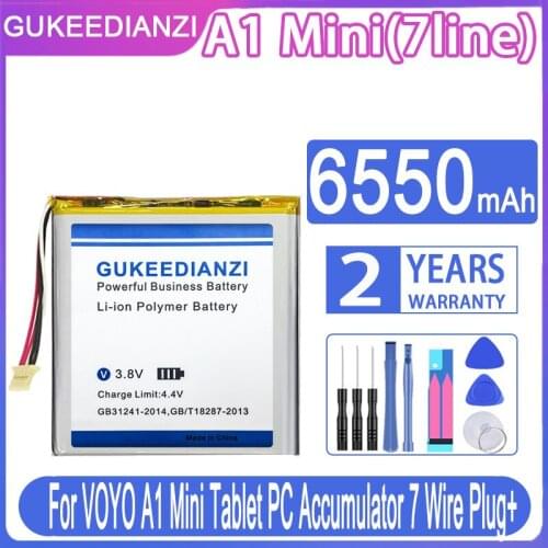 GUKEEDIANZI Replacement Battery A1 Mini(7line) 6550mAh For VOYO A1 Mini Tablet PC Accumulator 7 Wire Plug