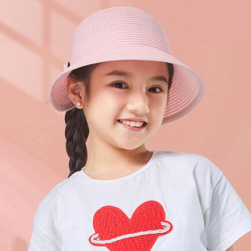 OhSunny Panama Girl Straw Hat Empty Top Childrens Summer Hat Sun Protection Outdoor Sports Fishing Beach Chapeau