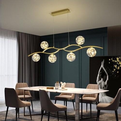 Modern Luxury chandelier LED Kitchen Island Creative nordic glass lamp Dining Room Coffee Shop Bar Deco Gold romantic chandelier