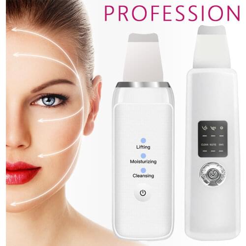 Ultrasonic Face Cleaning Device Skin Scrubber Facial Whitening Lifting Reduce Wrinkles Spots Pore Cleaner Blackhead Spatula Sets