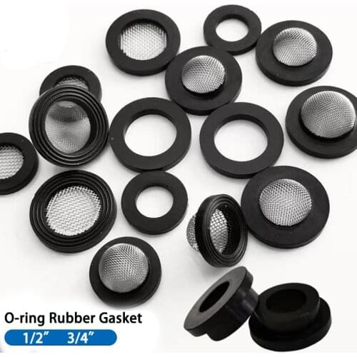 HEMAN 10pcs Rubber Gasket with Net Shower Head Filter Plumbing Hose Seal Faucet Replacement Part Washer Sink Strainer Tool