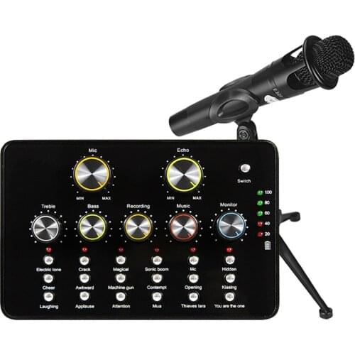 V10 USB Audio Microphone Portable Sound Card Internet Entertainment Personal Streaming Live Sound Applicable To PC Phone