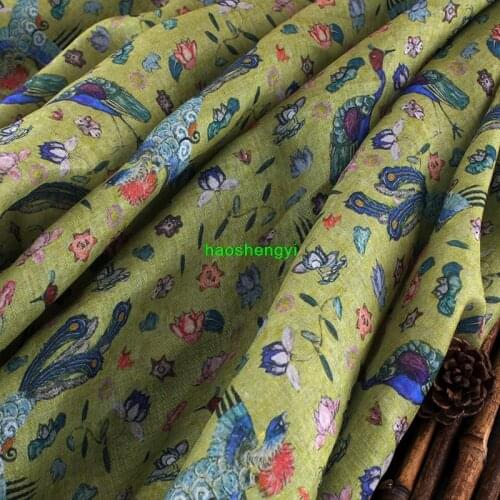 High-end linen garment fabric, original art Chinese style ramie printed garment fabric