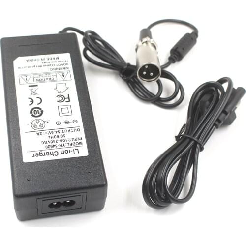 54.6V 2A Li ion Battery charger for 48V 13S li-ion Battery DC Socket/connector charger XLR 3P