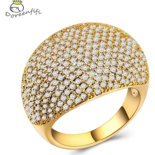 New Starry Ring Full of Zircon Gold Color & 925 Sterling Silver Female Women Wedding Fashion Bridal Jewelry Size 6 7 8 9 10