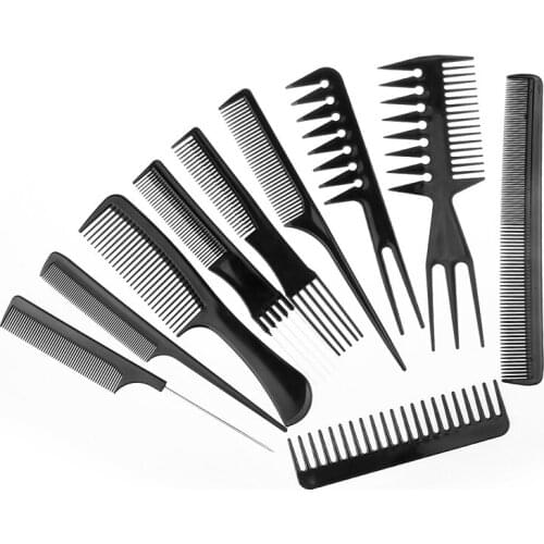 10pcs/Set Professional Hair Brush Comb Salon Barber Anti-static Hair Combs Hairbrush Hairdressing Combs Hair Care Styling Tools