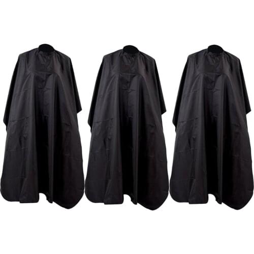 3 Pieces Hairdressing Salon Cape Haircut Hair Coloring Gown Washable Black