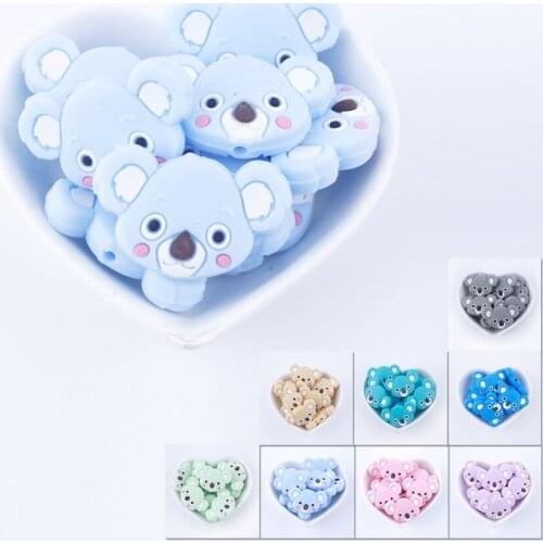 Bite Bites Baby Silicone Accessory Mini Koala BPA Free Silicone Teether 3PC Chewable Beads DIY Crafts Shower Gift Teether