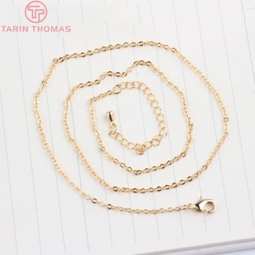 4PCS Full length 45.5CM,Thickness 1-1.5MM 24K Gold Color Plated Finished Chains Necklace Chains Jewelry Findings