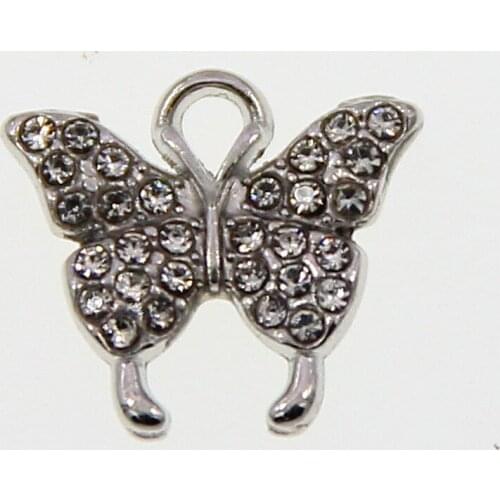 6pcs Zinc Alloy Rhinestone Butterfly Earring Charms Shiny Animal Necklace Bracelet Pendant Accessory Diy For Women Jewelry Make