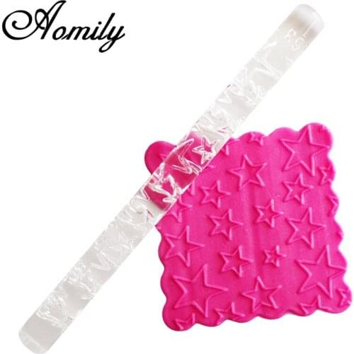 Amoliy Transparent Acrylic Star Pattern Rolling Pin Polymer Clay Tools DIY Embossing Cake Decorating Tools Chocolate Mold