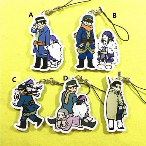 Anime Golden Kamuy Asirpa Sugimoto Saichi Ogata Acrylic Keychain KeyRing Strap
