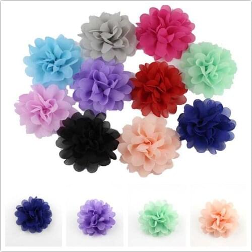 Without Alligator Kids Chiffon Accessories Hair Flowers Princess Ribbon Sides Bow No clips BABY School Girls CHildern
