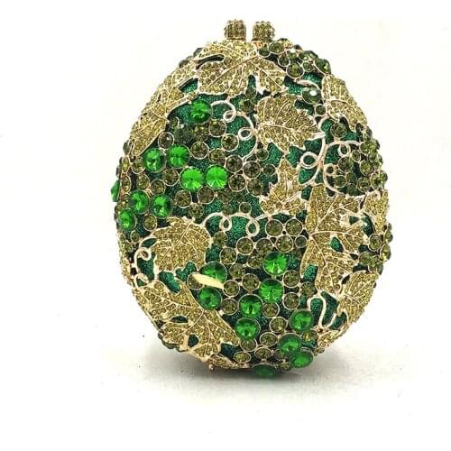 Ladies Bridal wedding party purses women evening party egg shape bag diamond luxury clutches fruit Grape bunch crystal purses