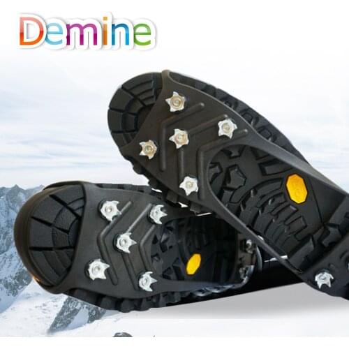Demine 8-Teeth Crampon Sports Anti-Slip Ice Gripper Cleats Shoe Crampon Chain Snow Spike Glace Snow Winter Safety Tool Hiking