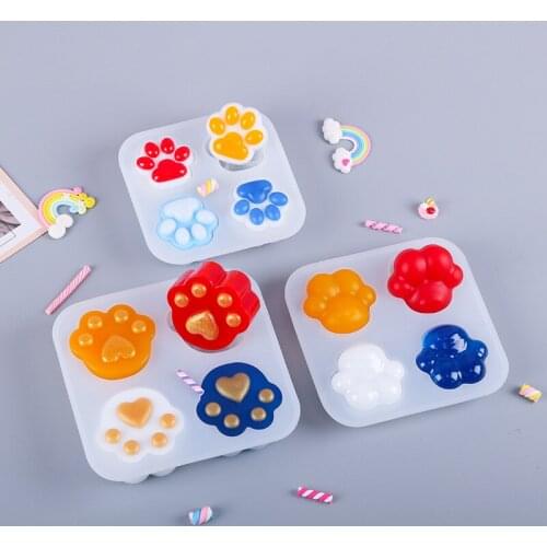 Resin Mold Kit Silicone Molds for Epoxy Resin 3pcs/set Dog Paw Print Decoration Mirror Diy Jewelry Making Kit