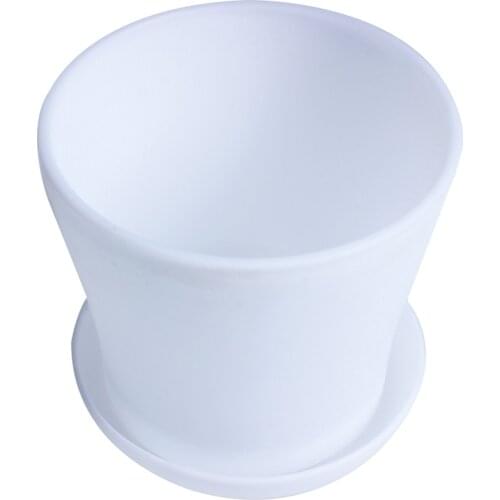 Hot Sale Plastic Plant Flower Pot Planter With Saucer Tray Round Gloss Home Garden Decor, White Upper Caliber -, 10cm / 3.94"