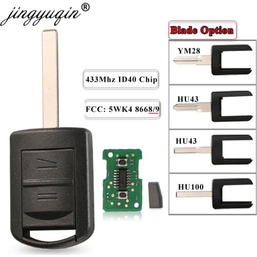 Jingyuqin 10X 2BTN Car Remote Key For Vauxhall Opel Corsa C Combo Tigra Meriva Agila 433Mhz ID40 Chip 5WK48668 HU100/43/46 YM28
