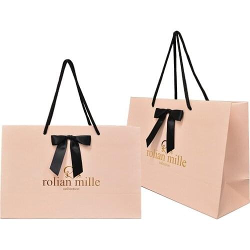 China Manufacture Wholesale Fancy Cheap Personalized Customized Jewelry Paper Gift Bag with Handles Ribbon
