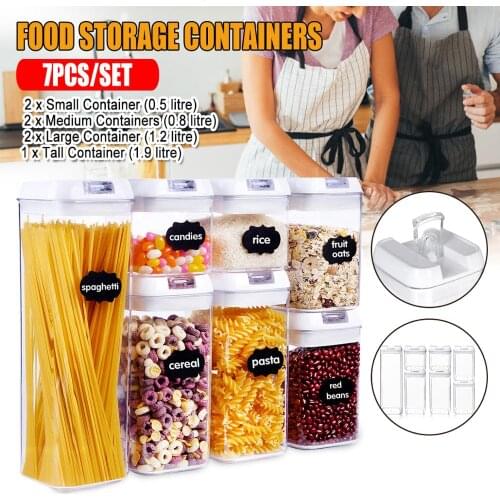 Pantry Organization & Food Storage Containers with Airtight Lids Set of 7