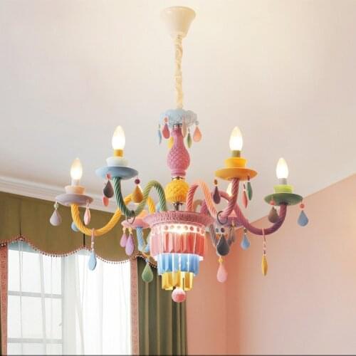 Childrens Room Chandeliers Creative American Candle Chandelier Lighting Romantic Modern led Chandeliers Bedroom Hanging Lamps