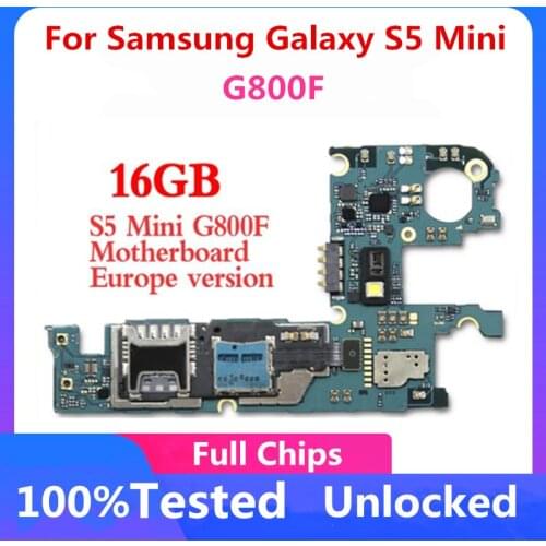 16GB For Samsung Galaxy S5 Mini G800F Motherboard Europe version Original Unlocked Mainboard With Chip For Galaxy S5 Mini G800F