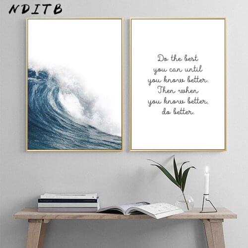 NDITB Scandinavian Style Sea Waves Canvas Nordic Posters and Prints Sea Seascape Wall Art Painting Decoration Picture Home Decor