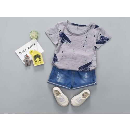 Baby Boy Clothes Children Boys Clothing Set Toddler Summer Printing Beach Kids Cotton Set Sports Suit For Boy T-shirt+Jeans