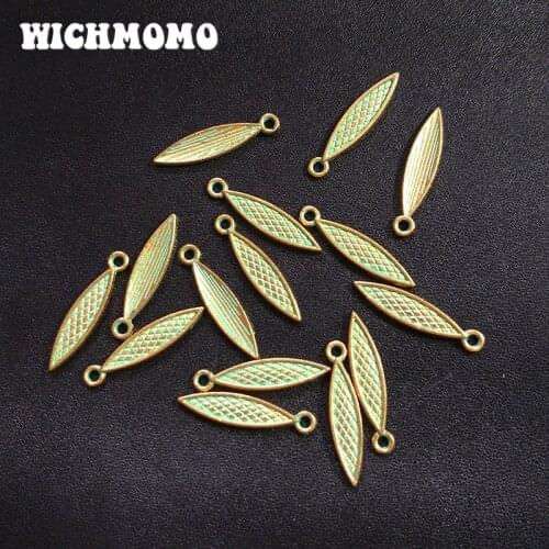 30pcs/bag 25MM Retro Patina Plated Zinc Alloy Green Oval Shape Charms Pendants For DIY Jewelry Accessories PJ011