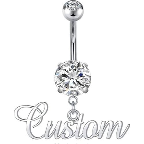 Belly Button Rings Custom Piercing Barbell Nombril Personalized Navel Ombligo Piercing Bar for Women Customized Name Number