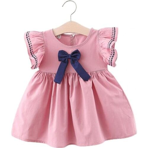 Summer Dress Floral Girls' Sleeveless Dress Embroidered Cuffs Loose 3 Colors Girls Flying Sleeve Loose Dress Childrens Dress