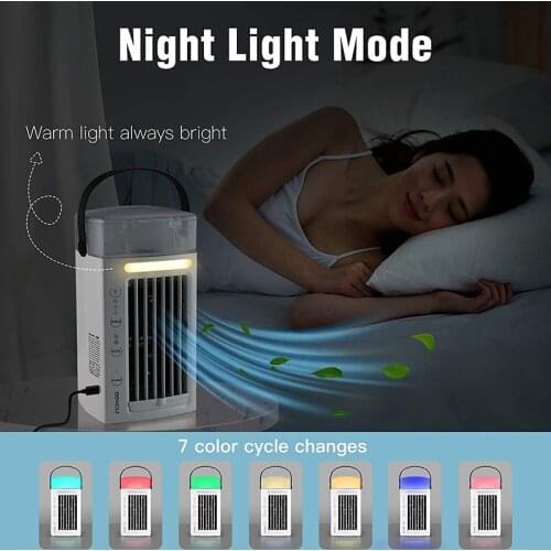 Portable Air Cooling Fan USB Mini Air Cooler Desk Cooling Fan with 7 Color LED Light 3 Speed Air Circulation for Home TS2