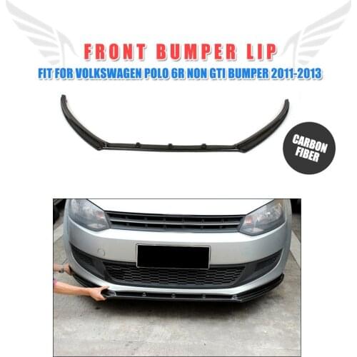 Carbon Fiber Front Bumper Lip Chin Spoiler Splitters For Volkswagen VW Polo 6R Non-GTI 2011 - 2013