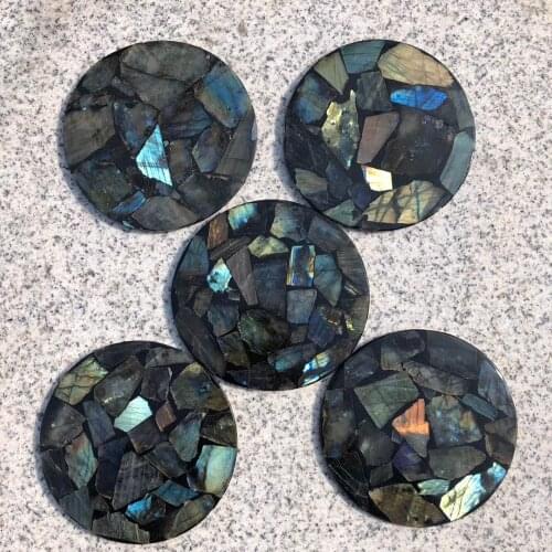 Natural Labradorite Plate Slice Quartz Crystal Mineral Specimen Display Healing Crystal Stone Home Decoration And Free Stand