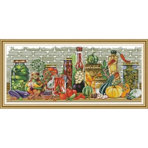 Everlasting Love All Kinds Of Vegetables Chinese Cross Stitch Kits Ecological Cotton Printed DIY Christmas Decorations For Home