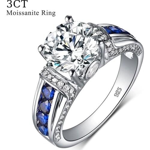 Szjinao 100% 925 Sterling Silver 2ct/3ct/5ct Round Moissanite Ring Women Diamond D Color Engagement Wedding Jewellery Female